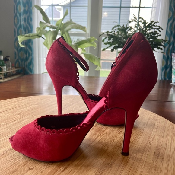 Red Suede Heels by Nine West with Box-Size 8 - Picture 13 of 13